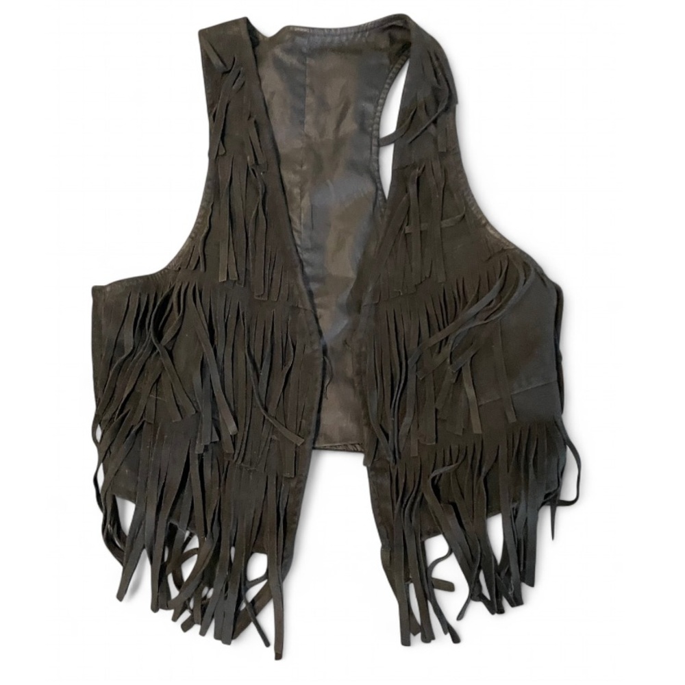 Faux Suede Black Fringed Vest